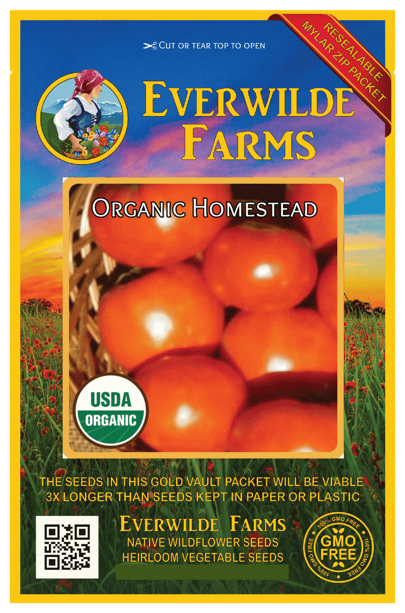 25 Organic Black Krim Heirloom Tomato Seeds Everwilde Farms Mylar Seed Packet 