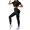 Black, variant on 2 Piece Yoga Sets for Women Short Sleeve Round Neck Short Tops Elastic High Waist Yoga Trousers Seamless Fitness Sets (M, Black)