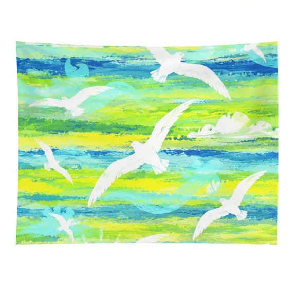 BCIIG Seagulls Sunny Sky Ocean Painting Pattern Tapestry, Polyester Print Wall Hanging Tapesties for Bedroom Dorm Living Room, Aesthetic Home Decor for Adults And Family