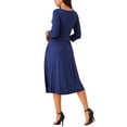 thumbnail image 3 of INSPIRE CHIC Women's 2024 Twist Knot Front V Neck 3/4 Sleeve Casual A-line Midi Dress with Pockets, 3 of 4
