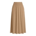 thumbnail image 4 of Arlun Maxi Skirt for Women Solid Color Elastic Smocked High Waisted Flowy 2026 Summer Boho Long Skirts Loose Fit Comfy Breathable Beach Cover up Vacation Bottoms 2-Khaki L, 4 of 4