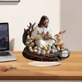 thumbnail image 3 of AZXY Easter Bunny Ornament Decoration,Easter Tabletop Decor,Jesus and Bunny Statue Indoor Easter Decor,Easter Religious Surprise, 3 of 7