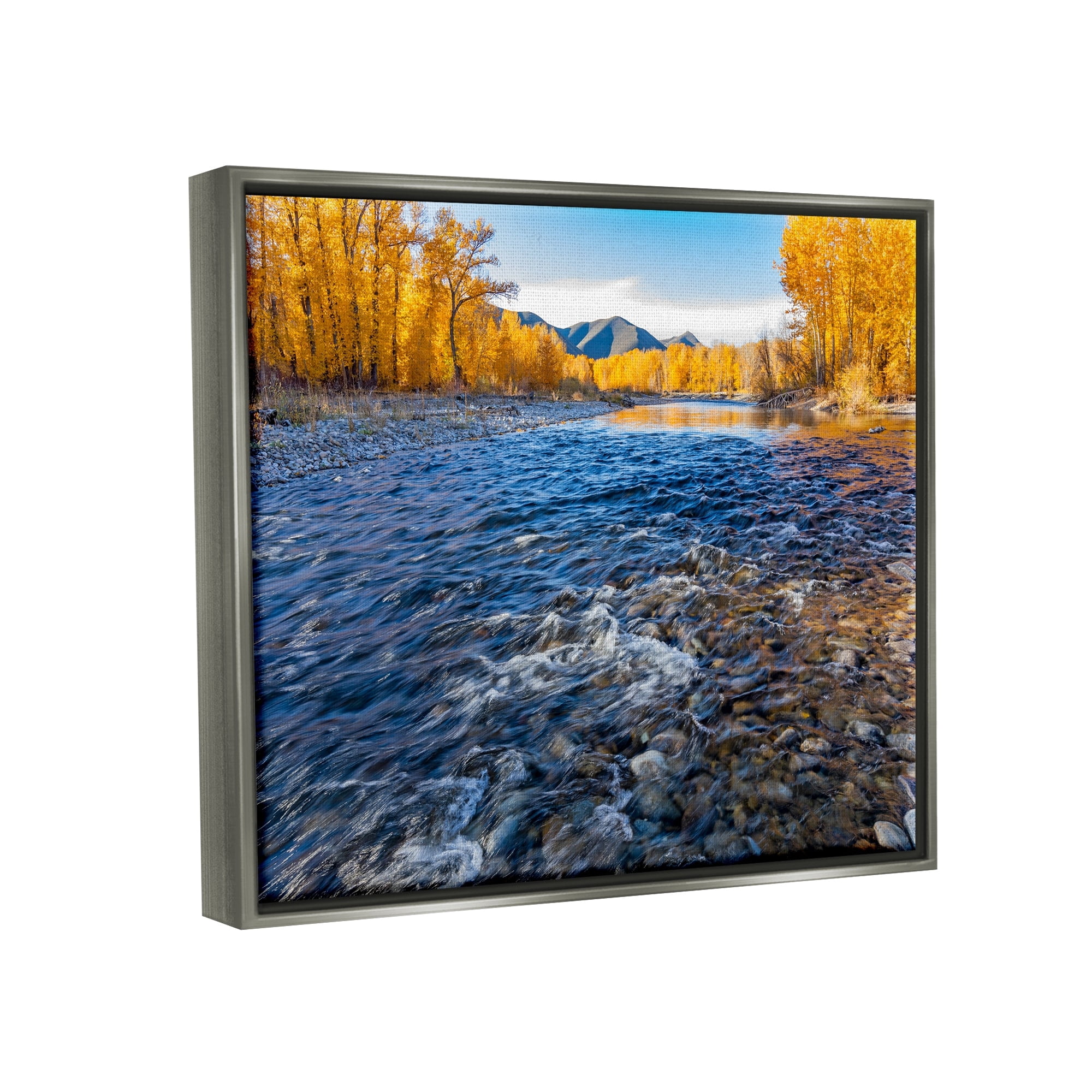 Stupell Industries Serene Babbling Brook Foliage Surrounding Lake Water Photograph Luster Gray Floating Framed Canvas Print Wall Art, Design by Steve Smith