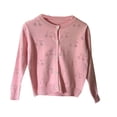 thumbnail image 4 of Lovzfmll Girls' Cherry Lace Knit Cardigan, Solid Color Long Sleeve Button Front Sweater, Openwork Design for Toddler, 2-3 Years, 4 of 6