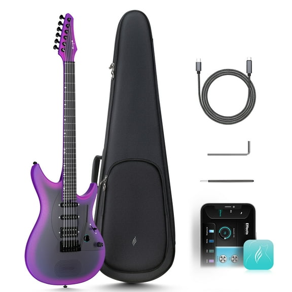 Enya Electric Guitar Inspire 39" Smart Electric Carbon Fiber Guitarra with 15W Wireless Speaker, 20 Distinct Tones, Onboard Presets, Charging Cable, Adjusting Wrench, and Gig Bag