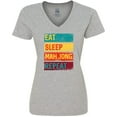thumbnail image 3 of Inktastic Eat Sleep Mah Jong Repeat Women's V-Neck T-Shirt, 3 of 5