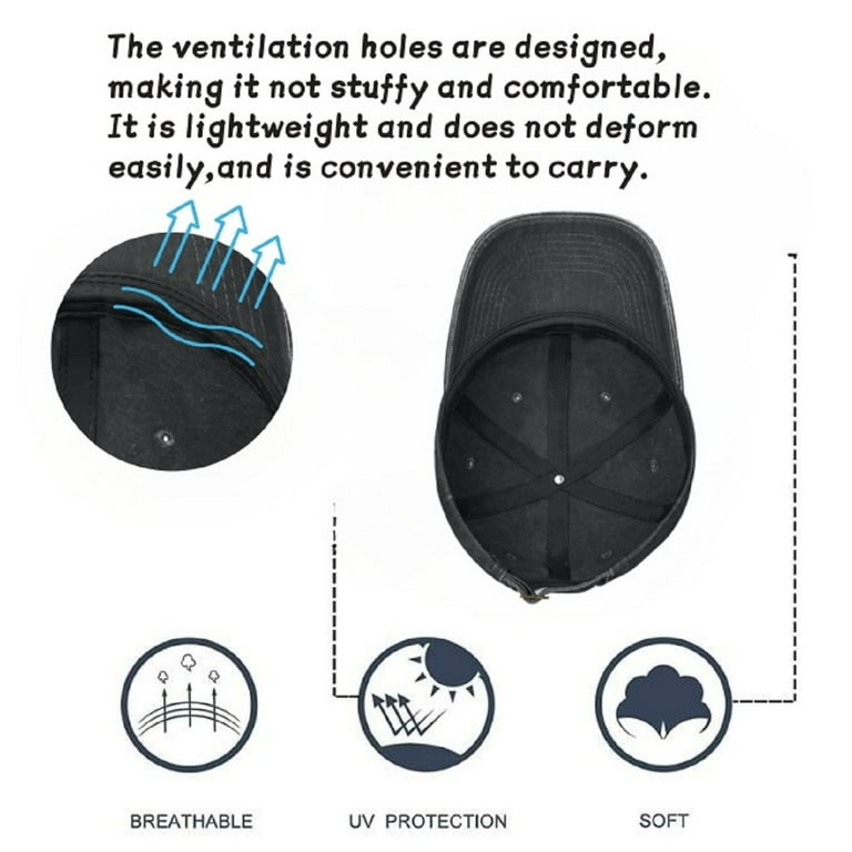 Vintage Cotton Washed Distressed Baseball Cap Black Golf Dad Hat