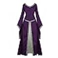 thumbnail image 3 of Lehauya Costumes de Renaissance pour Femmes Robe Médiévale Irlandaise Rétro Victorienne Robe Longue Cosplay Violet 2TG, 3 of 4