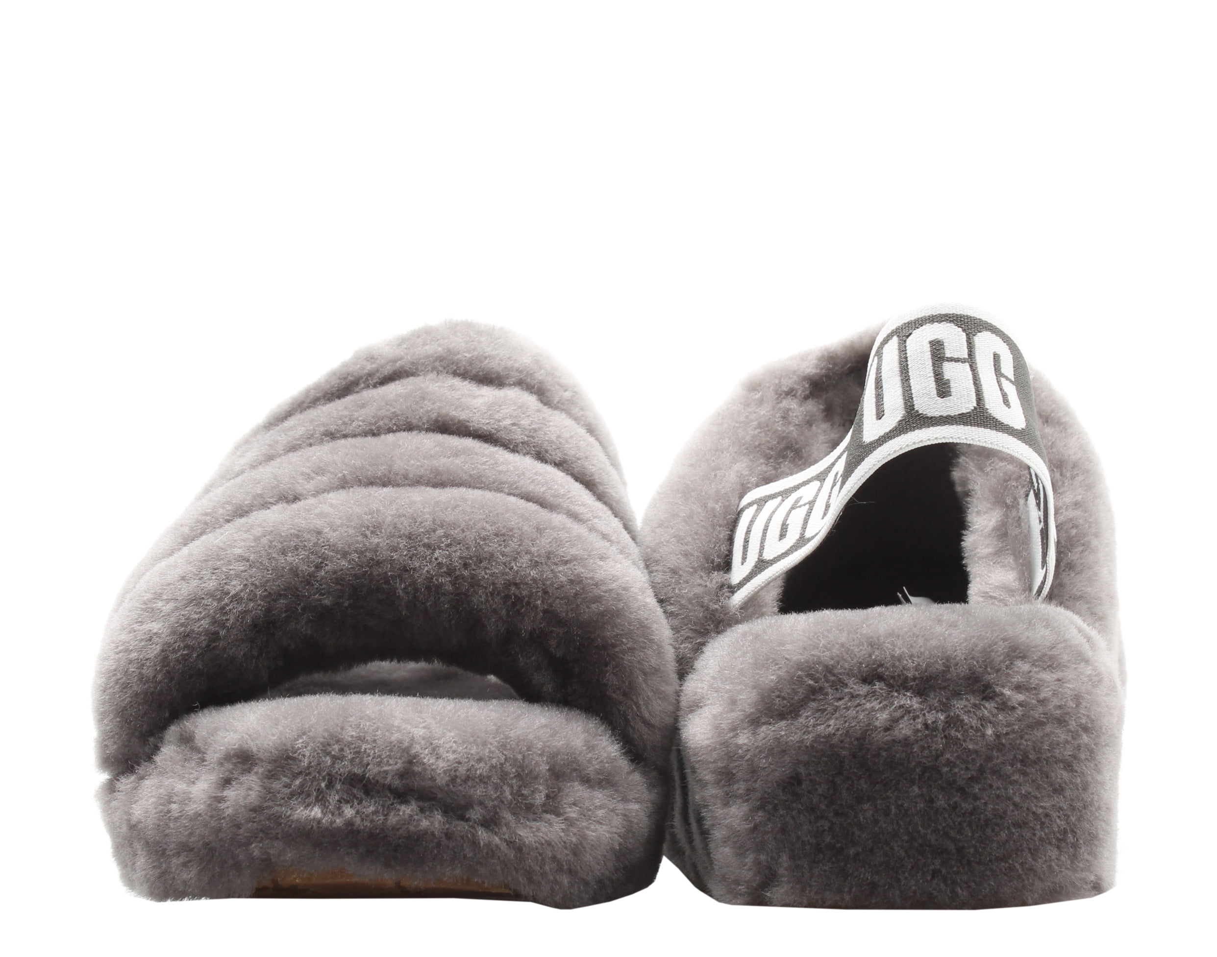 UGG Women's Fluff Yeah Slide Slipper, Charcoal, Sheepskin Upper