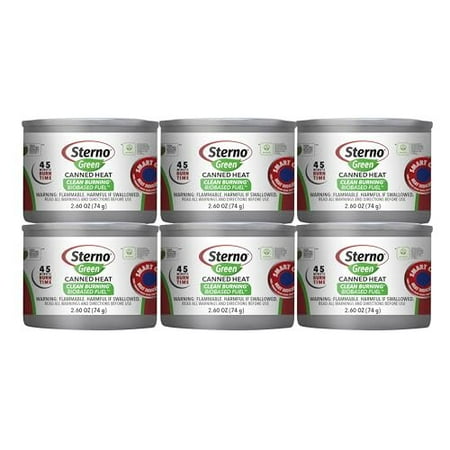 ((2 Pack  Of 6 Count Per Pack ))/12 Total  Sterno Green Chafing Dish Fuel Cans & Gel Fuel Cans for Food Warmer & Portable Stoves  45-Minute Burn Time  
