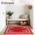 thumbnail image 3 of ODIKA 6'x9' Machine Washable Non-Slip Area Rug, Nordic Yuletide Celebration Decorative Seasonal Hearth Accent High Traffic Rug, Red, 623244, 3 of 7