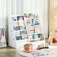thumbnail image 7 of LELELINKY 4-Tiers Large Toy Storage Organizer with 5 Layer Sling, Kids Bookshelf for Playroom, Toy Organizer for Kids, White, 7 of 7