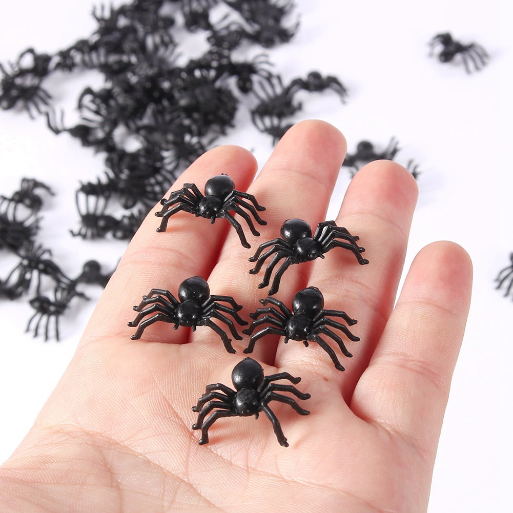 Fugacal small black spider,Black plastic spiders,50pcs 2cm Small