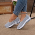 thumbnail image 4 of Women's Breathable Knitting Casual Flat Shoes Wedge Non Slip Walking Shoes Comfortable Low Top Slip On Mesh Loafers Gray Size 7, 4 of 8