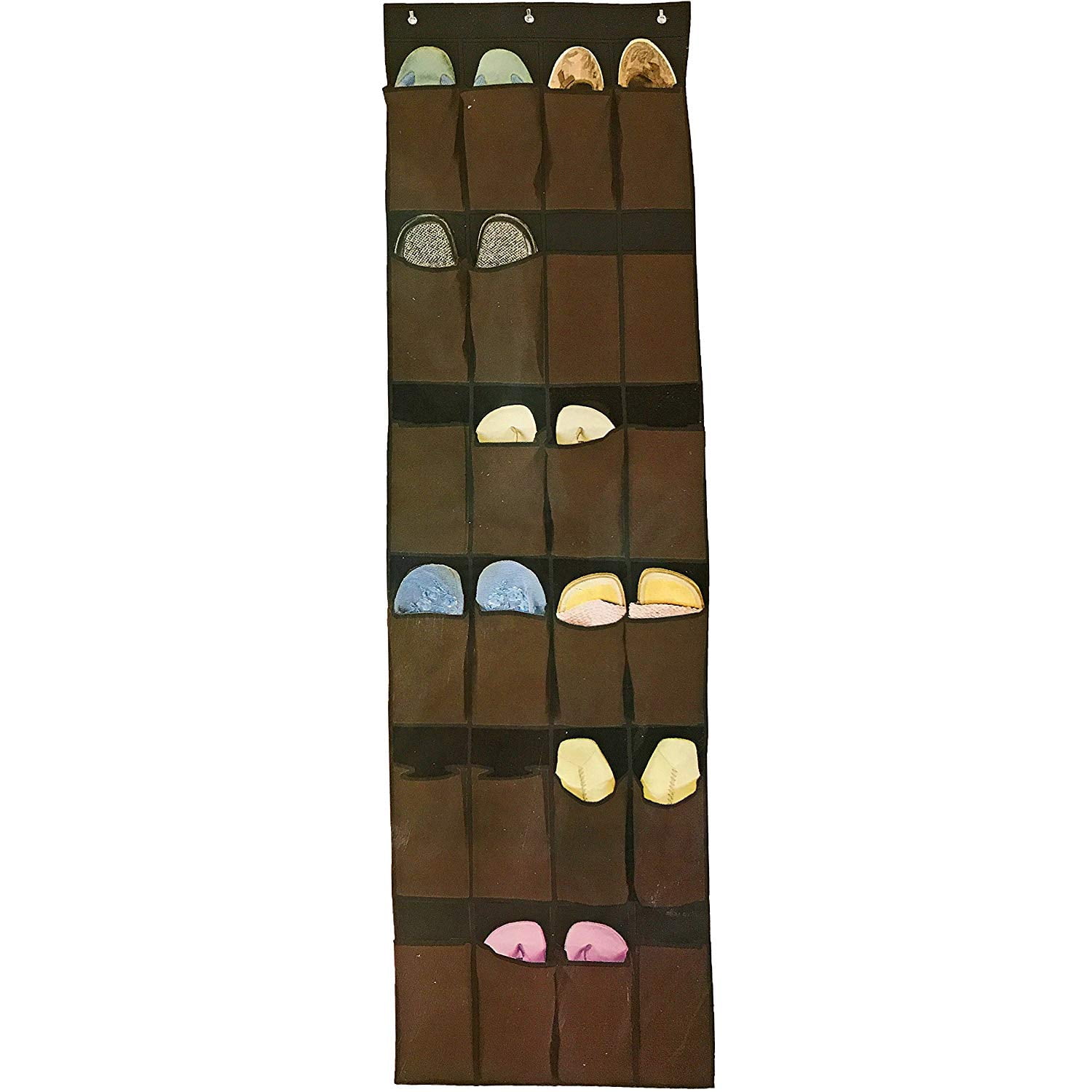 Home Collections 24-Pocket Hanging Shoe Organizer - Brown ...