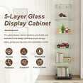thumbnail image 3 of Premium 5-Tier Glass Display Case with 5 Dynamic LED Modes & Locking Doors, Tempered Glass Bookshelf for Collectibles & Decor, Floor Standing Display Cabinet for Home & Office, Easy Assembly, 3 of 19