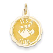 Roy Rose Jewelry 14K Yellow Gold Polished Its a Girl Scalloped Disc Charm