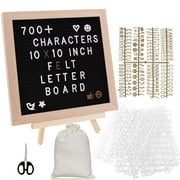 LANNEY Felt Letter Board 10 x 10 inch, Letters Changeable Message Board Sign with Wooden Frame Wall Mount and Display Stand