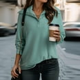 thumbnail image 2 of BiZtdJrK Women's Cotton Knitted Long Sleeve Lightweight Tunic Sweatshirt Tops Lapel Collar Solid Pullover Green XL, 2 of 7