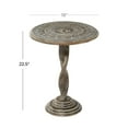 thumbnail image 3 of DecMode 18" x 22" Brown Mango Wood Handmade Intricately Carved Floral Accent Table with Spiral Pedestal, 1-Piece, 3 of 7
