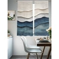 thumbnail image 3 of Navy Blue Ombre Sheer Curtains 72 Inch Length 2 Panels Set, Modern Wave Abstract Art Voile Window Treatment Rod Pocket Curtains Sheers Drapes for Bedroom/Living Room/Kitchen 52"x72"x2, 3 of 7