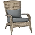 thumbnail image 1 of Outsunny Outdoor Adirondack Chair Rattan Fire Pit Chair with Cushion Grey, 1 of 10