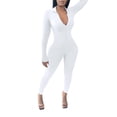 thumbnail image 1 of Women's Stylish Solid Color Zipper Sport Tight Height Stretch Jumpsuit, 1 of 6