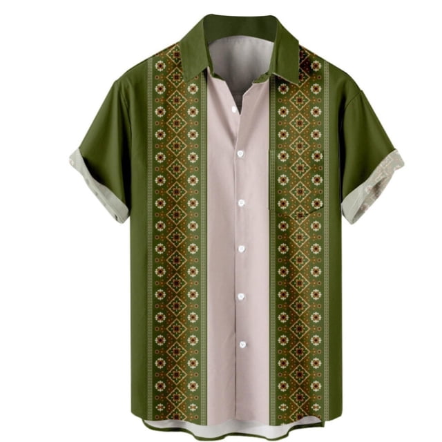 Camisas s Para Hombre Manga Corta Camisa de manga corta con estampado digital 3d de ocio de tendencia de moda de playa de turismo de vacaciones de verano para hombres (Green, 3XL)