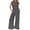 Black, variant on Women's Short Sleeve Wide Leg Striped Bodysuit Casual Round Neck Bodysuit Button Summer Suit
