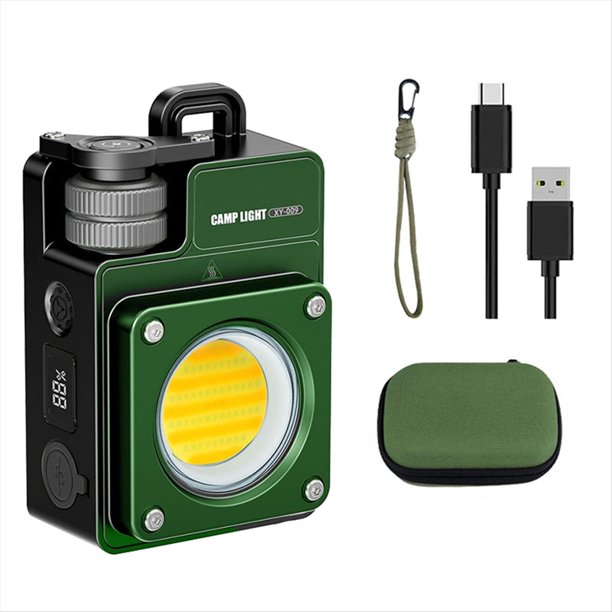 Mini Linterna de Camping Ultrabrillante de 3500 Lúmenes, Recargable por USB-C, 5 Modos de Luz, Portátil para Emergencias Al Aire Libre, Color Verde.