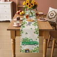 thumbnail image 2 of St. Patrick's Day Table Runner - 60 Inch Long Green Truck Lucky Shamrocks Flags Retro Cotton and Linen Blended Dress Scarves Farmhouse Table Runner for Kitchen Dining, Coffee Table, 13" x 60", 2 of 8