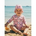 thumbnail image 4 of BemeyourBBs Newborn Baby Girls One Piece Swimsuit Infant Girl Bathing Suit Long Sleeve Zipper Swimwear Rash Guard with Hat Set UPF 50+ Summer Beach Wear, 4 of 9