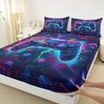 thumbnail image 3 of Castle Fairy Video Game 3pcs Twin Sheet Sets,Game Console Twin Fitted Sheet,Neon Lights Breathable Flat Sheet,Microfiber Boys Bedroom Decor, 3 of 7