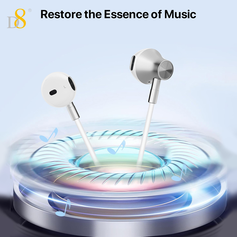 D8 iPhone15 USB Type C Headphones in Ear Earphones Earbuds with Mic and Volume Control ,Compatible for iPhone16/16Pro/16Pro Max/Samsung Galaxy S23 S22 S21 Ultra S20 FE Note 20 10 A53, Google Pixel 7