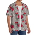 thumbnail image 2 of Sikiie Rose Flowers Men's Wrinkle Free Untucked Cuban Shirt Business Casual Button Down Shirts Short Sleeve ShirtLarge, 2 of 5