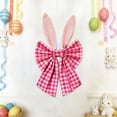 thumbnail image 4 of kakina CMSX 16 Inch Easter Bunny Ears Wreath Bow Rustic Buffalo Plaid Easter Bows for Wreaths Spring Holiday Fabric Decorative Bow for Tree Topper Front Door Wall Window Home Party DIY Crafts (Pink), 4 of 10
