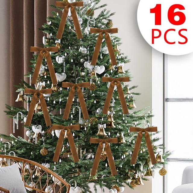 16 Lazos de Terciopelo para Decorar El Árbol de Navidad | Lujoso Terciopelo | Decoración Festiva | Fácil de Usar | Decoración Versátil