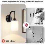 Nordic Hygge Wireless Rechargeable Wall Sconce, Black, 2 Pack