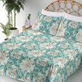 thumbnail image 3 of Ambesonne Floral Fitted & Flat Sheet with Sham 3 Pcs Set, Wild Nature Forest Flowers, Twin, Ivory Seafoam Turquoise, 3 of 5