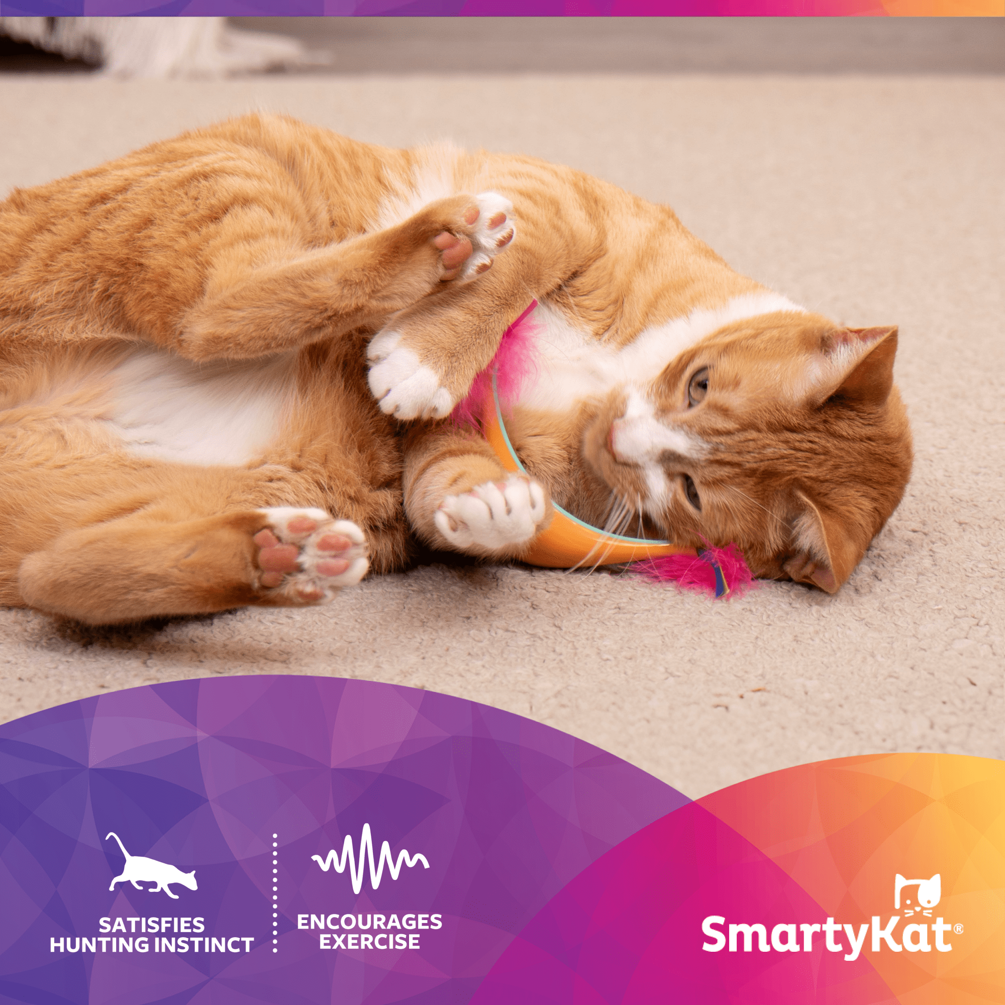 SmartyKat Swat 'N Spin Interactive Cat Toy for Exercise & Stimulation, Medium, Blue