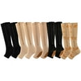 thumbnail image 2 of Aosijia 5 Pairs Unisex Compression Socks Toe Open Leg Support Stocking Knee High Socks with Zipper for Mens Womens M, 2 of 13