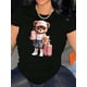 thumbnail image 1 of Women's Cute Pink Travel Bear Graphic Tee - Soft & Comfortable Casual Short Sleeve T-Shirt, Perfect for Summer Vacations & Casual Attire, 1 of 6
