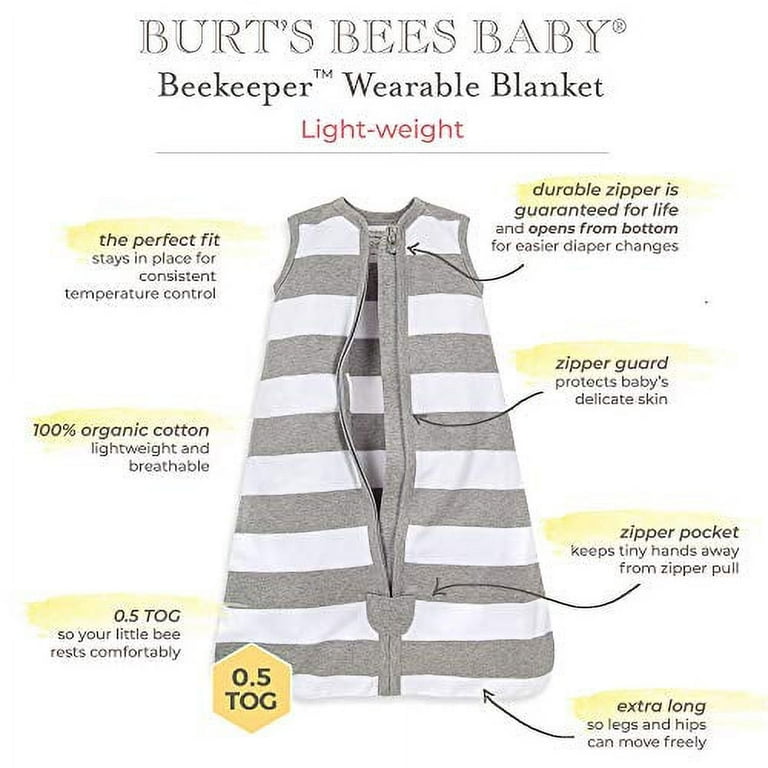 Burt s Bees Baby Unisex Baby Wearable Blanket 100 Organic Cotton Beekeeper Swaddle Transition Sleep Bag