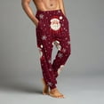 thumbnail image 4 of WTOBBY Men's Drawstring Pocket Cuffed Casual Pants, Christmas Print, Home Sleep Pants for Festive Lounge and Comfortable Wear, Soft and Cozy,Hot Pink 2XL, 4 of 7
