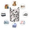 thumbnail image 6 of PAYOHTO Foldable Laundry Room Hamper Bucket Waterproof Bathroom Basket for College Student Living Room Storage Pillows Blankets Black Spotted Leopard Print & Pink Flower, 6 of 8