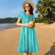 thumbnail image 4 of Balery Turquoise Wooden2 Vestidos sueltos de manga corta para mujer, vestidos de verano 2025, vestidos casuales de corte A con vuelo., 4 of 6