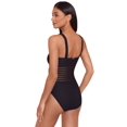 thumbnail image 2 of Lauren Ralph Lauren Womens Ottoman Mesh Square Neck Over-The-Shoulder One-Piece Black 16, 2 of 3