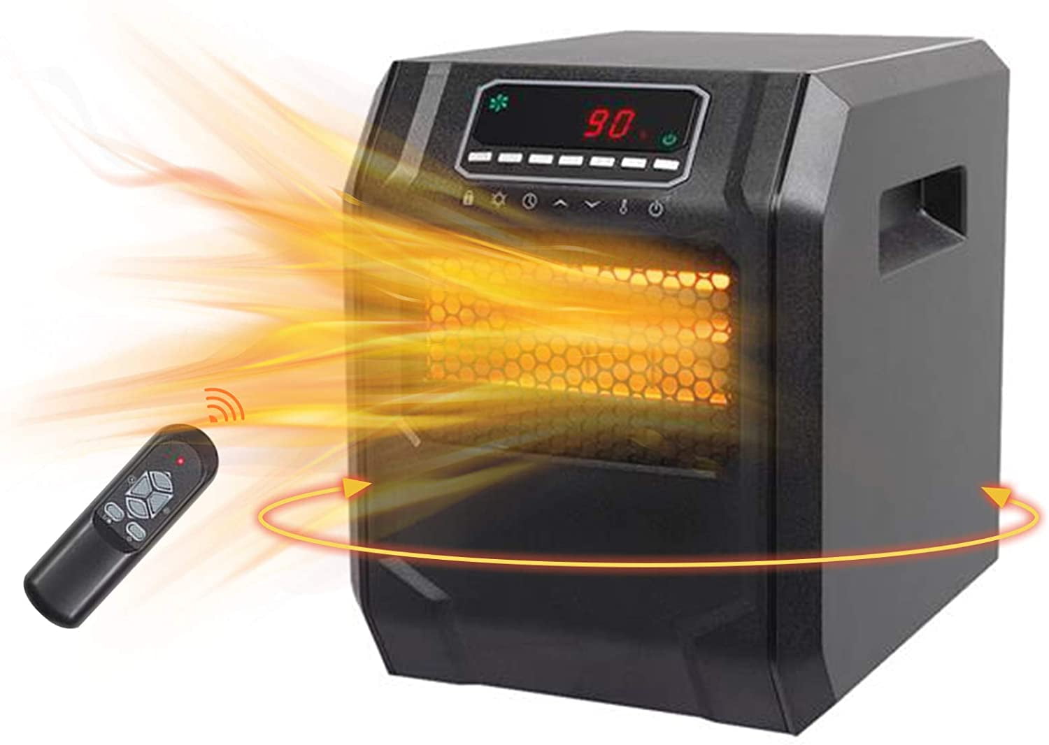 1500W 4-Element Quartz Space Heater Infrared Electric Heater With Remote Control