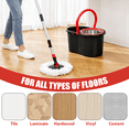 thumbnail image 5 of Mop and Bucket Set, 360° Spin Mop and Bucket with Wringer Set and 1 Microfiber Mop Refills, Stainless Steel, Extended Handle Spinning Mop Bucket for Floor Cleaning, Black, 5 of 7