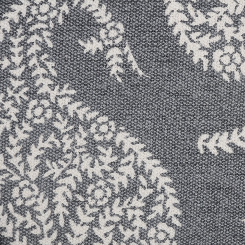 LR Home Ox Bay Hand-Woven Gray/White Paisley All-Natural Cotton Pillow Cover